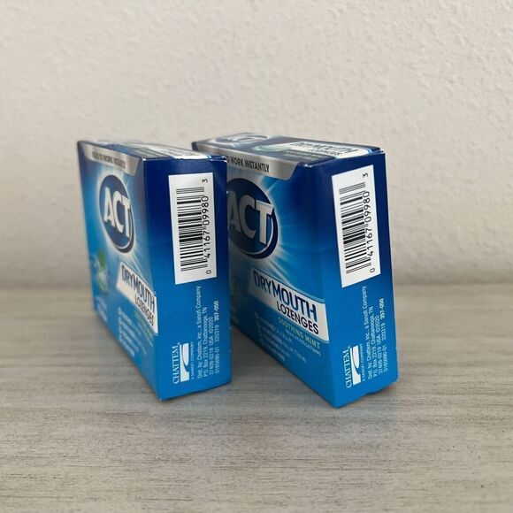 ACT Dry Mouth Lozenges Soothing Mint With Xylitol - 18 Count- 2 Boxes - Picture 2 of 5